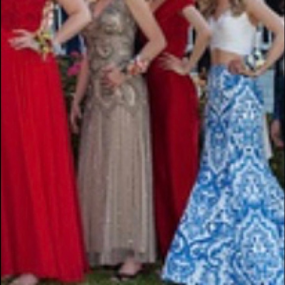 Nude Handbeaded Prom Dress - Picture 3 of 3